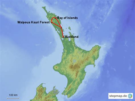 StepMap - Waipoua Kauri Forest - Auckland - Landkarte für Neuseeland