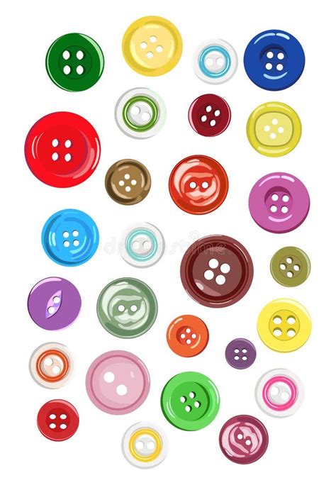 Set of Different Shapes of Buttons for Clothes. Vector Illustration. Stock Vector - Illustration ...