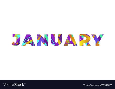 January concept retro colorful word art Royalty Free Vector