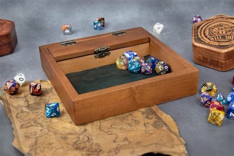 Custom Wooden DND Dice Box Tray RPG Dice Rolling Mat Tabletop - Etsy