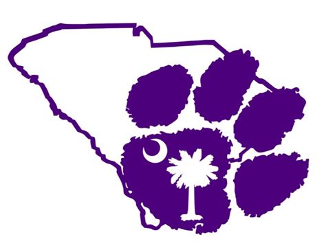 Clemson Paw With South Carolina Outline and Palmetto Tree - Etsy