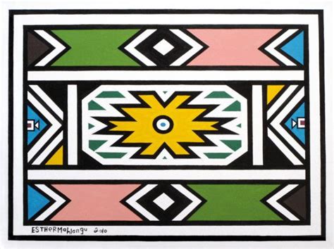 An untiled work by Esther Mahlangu, whose dazzling geometric canvasses ...