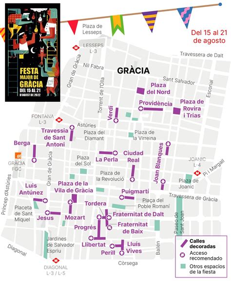 MAPA | Calles engalanadas de las Fiestas de Gràcia 2022 de Barcelona