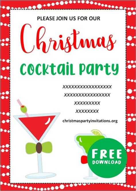 Free Printable Christmas Cocktail Party Invitations Templates 🍹