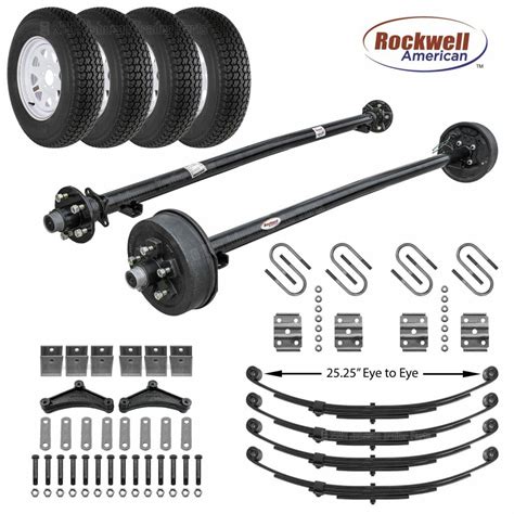 Tandem 3,500 lb Axle Kit with Wheels & Tires | Brakes on 1 Axle