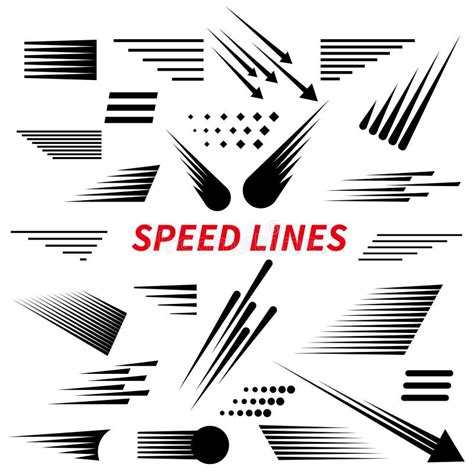 Set of Different Simple Black Vector Speed Line. Stock Vector ...