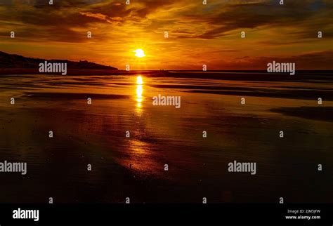 View of sunset at East Beach, Lossiemouth, Scotland Stock Photo - Alamy