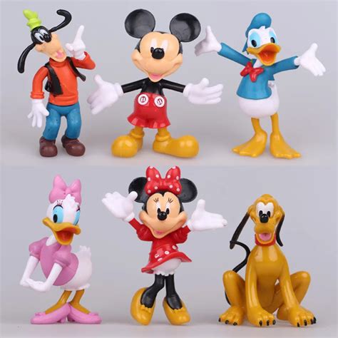 Disney Toys 6pcs/set 10cm Mickey Minnie Mouse Donald Duck Pluto Goofy PVC Action Figure Model ...