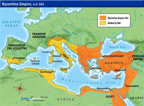 Byzantine Empire Map (At its height & Over time) 2024