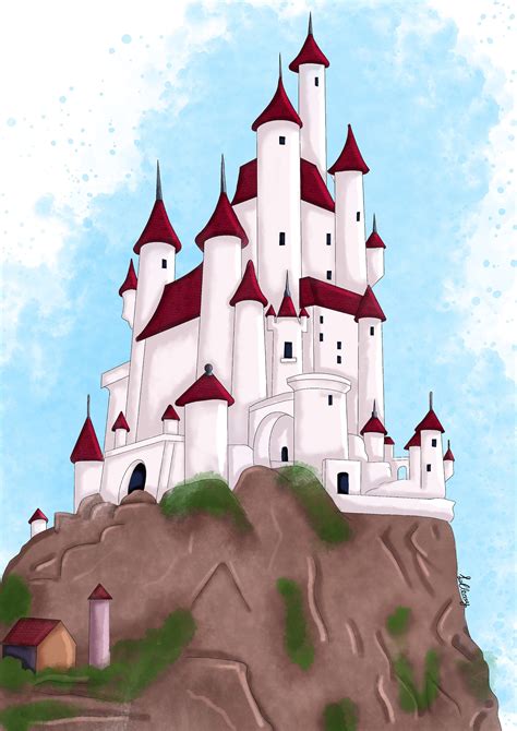 Disney Snow White and the 7 Dwarfs the Queen's Castle Disney Art Illustration Watercolor Bedroom ...