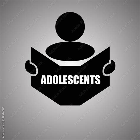 New concept of ADOLESCENTS symbol : Book, Magazine, Ebook reader, student, teacher, tutor with ...