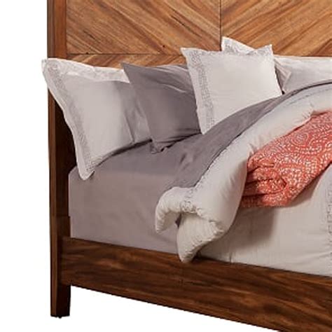 Standard King Size Bed with Parquet Pattern High Headboard, Brown ...