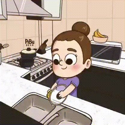 Washing Dishes Pibubear GIF - Washing dishes Pibubear Couple hug ...