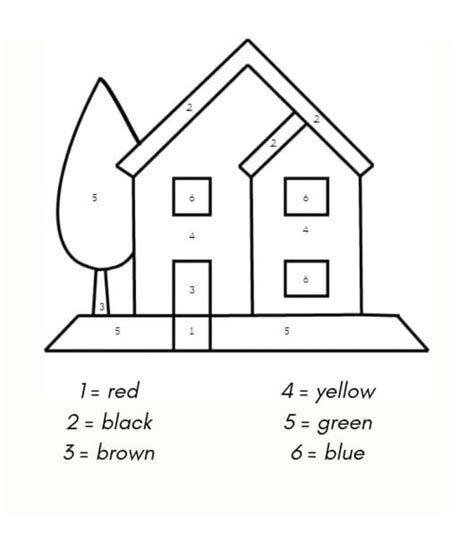 Drawing house color by number - Download, Print Now!