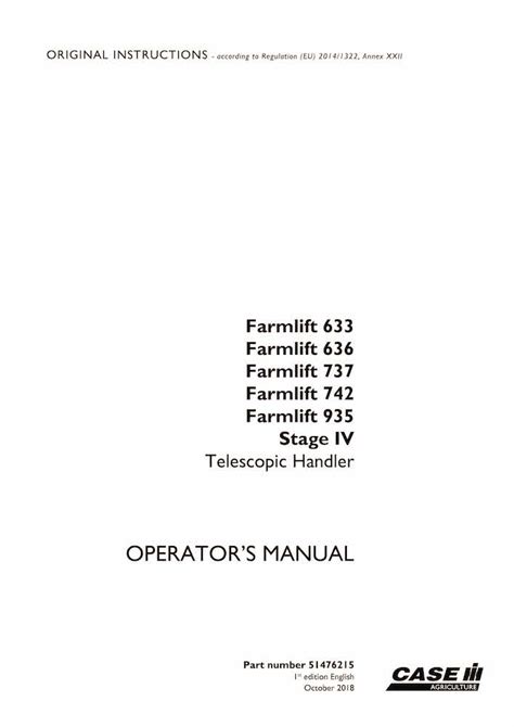 Case Farmlift 633, 636, 737, 742, 935 Stage IV telescopic handler pdf ...