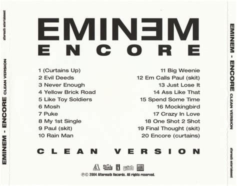 Eminem – Encore (2004, Clean Version, CDr) - Discogs