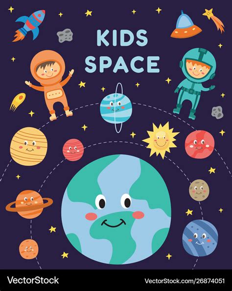 Kids in space - cute cartoon astronaut children Vector Image