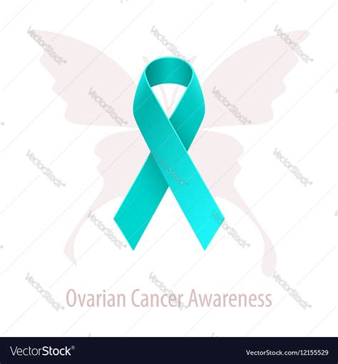 Ovarian cancer awareness teal ribbon Royalty Free Vector