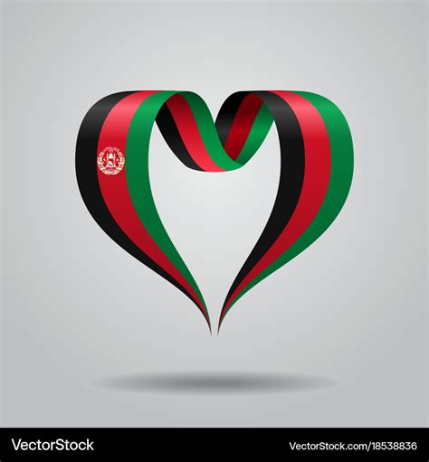 Afghanistan flag heart-shaped ribbon Royalty Free Vector