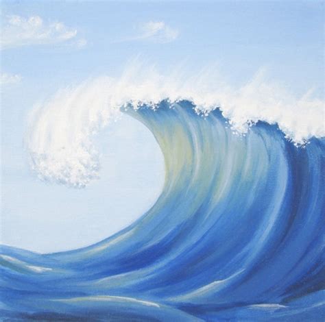 Ocean Wave Painting Original Blue Wave Painting Blue Sea