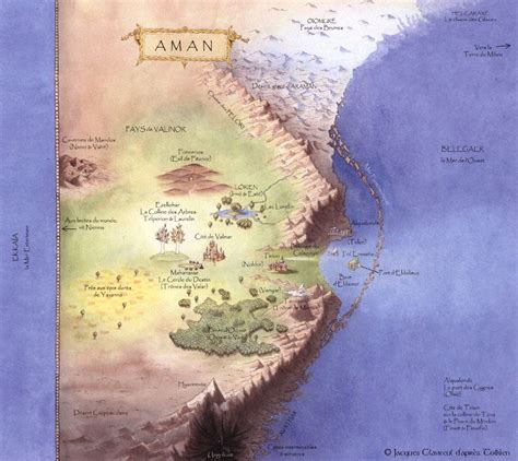 Map of Aman by Jacques Calvreul | Carte de la terre du milieu, Carte ...