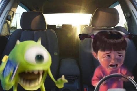 Screaming Mike Wazowski / Crying Boo in Car | Crying Boo | Know Your Meme