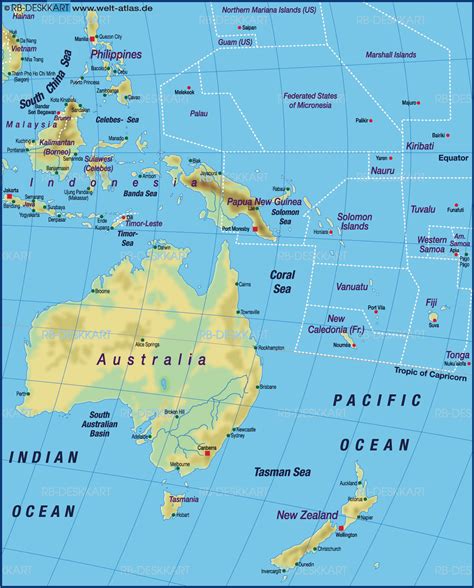 Map of Australia Pacific, map of the world physical (General Map / Region of the World) | Welt ...