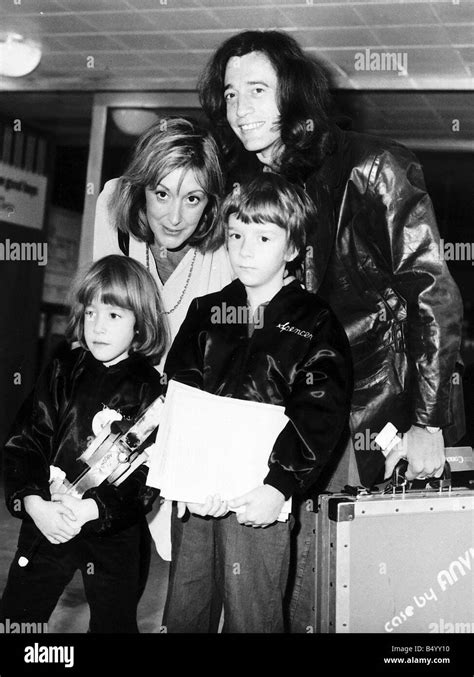 The Bee Gees pop group 1979 Robin Gibb with wife Molly and children ...