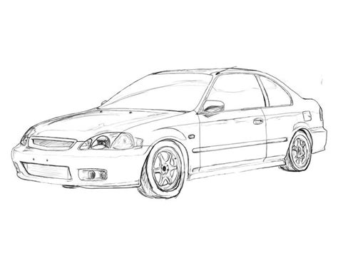 Civic Ek Coupe Sketch WIP by TwinFlow on DeviantArt