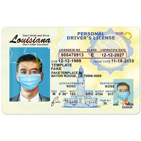 louisiana drivers license psd - High quality - Fake Template