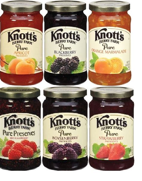 Knott's Berry Farms Pure Fruit Preserves Sampler 16oz Jar (Variety Pack ...