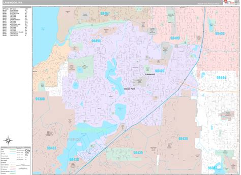 Lakewood Washington Wall Map (Premium Style) by MarketMAPS