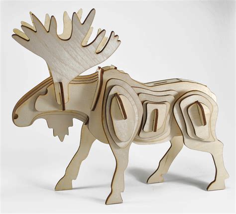 3D Wooden Puzzle Moose Laser Cut Assembly directions