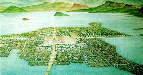 Tenochtitlan, Mexico Aztec city surrounded by agricultural chinampas ...