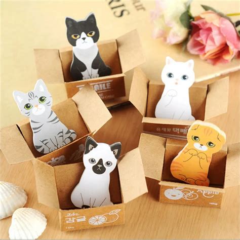 Cute cat Memo Pad kawaii Self Adhesive N Times Sticky Notes stationery ...