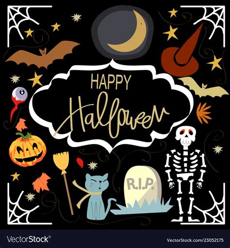 Cute sweet happy halloween items Royalty Free Vector Image