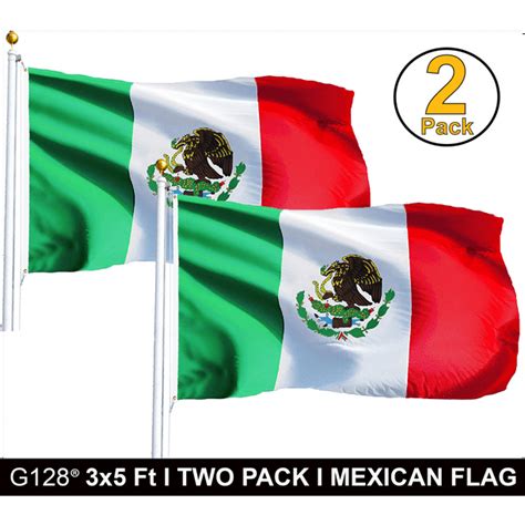 G128 - TWO PACK of 3' x 5' ft Polyester Mexican Flag MEXICO High Quality - Walmart.com - Walmart.com