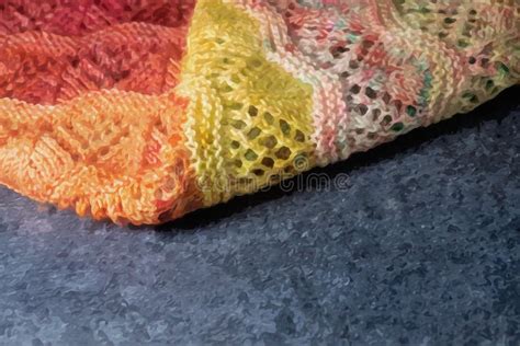 Digitally Created Watercolor Painting of Hand-made Knitted Garment in a Rainbow of Colors. Stock ...