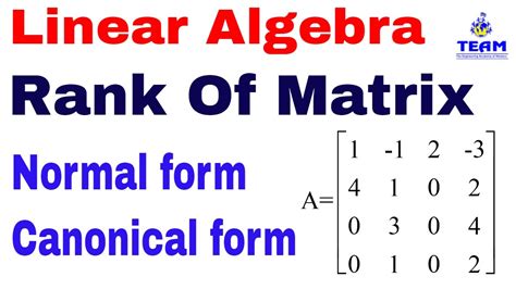 Rank of Matrix by Reducing into Normal Form/Canonical Form /Linear ...