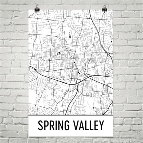 Spring Valley NY Map Spring Valley Art Spring Valley Print | Etsy