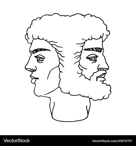 Head of the two-faced god janus Royalty Free Vector Image