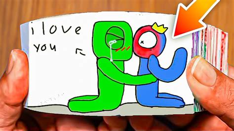 Green is kissing Blue Rainbow Friends (Blue x Green) Flip Book - YouTube