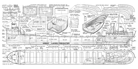 Great Lakes Freighter 1:10 Scale 45" Full Size Printed Plans for Radio – Vintage Model Plans