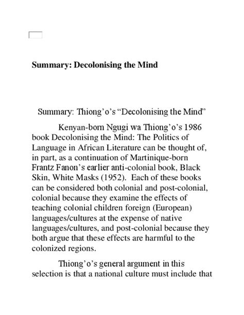 Decolonizing the mind