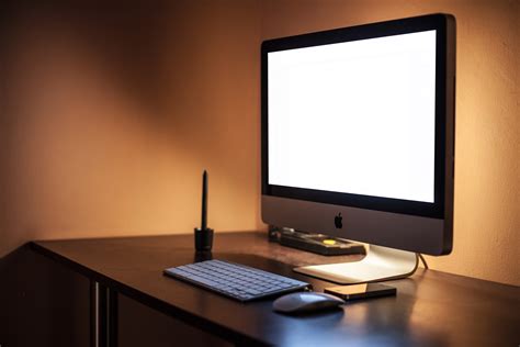Free stock photo of apple, computer, desk
