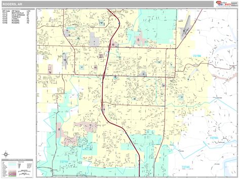 Rogers Arkansas Wall Map (Premium Style) by MarketMAPS - MapSales