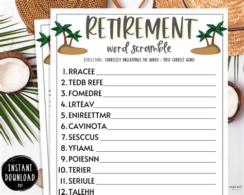 Free Printable Retirement Party Games