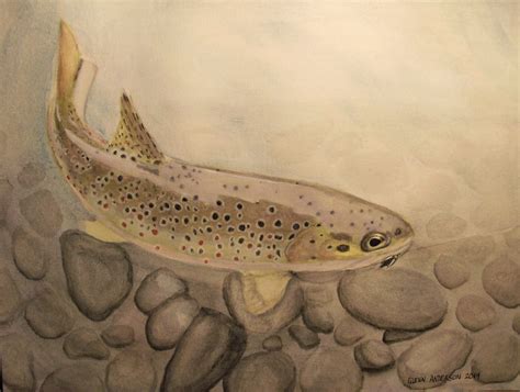 BROWN TROUT WATERCOLOR Diy Canvas Art Painting, Painting & Drawing ...