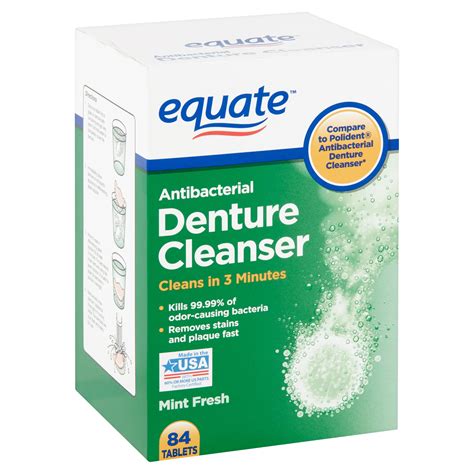 Equate Mint Fresh Antibacterial Denture Cleanser Tablets, 84 count - Walmart.com - Walmart.com