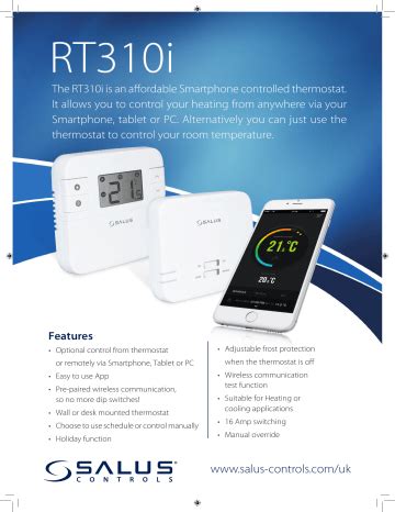 Salus RT310i Smartphone Thermostat Spec Sheet | Manualzz